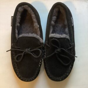 Black Fuzzy Moccasins
